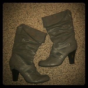 Grey wide calf boots